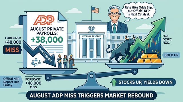 ข้อมูลการจ้างงานของ ADP ต่ำกว่าคาด ทำให้ตลาดได้รับการผ่อนคลายชั่วคราว แต่ตัวเลข NFP วันศุกร์ยังคงเป็นภัยคุกคามต่อความเป็นไปได้ในการขึ้นอัตราดอกเบี้ยของเฟด