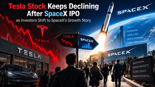 Tesla Stock Keeps Declining After SpaceX IPO as Investors Shift to SpaceX’s Growth Story
