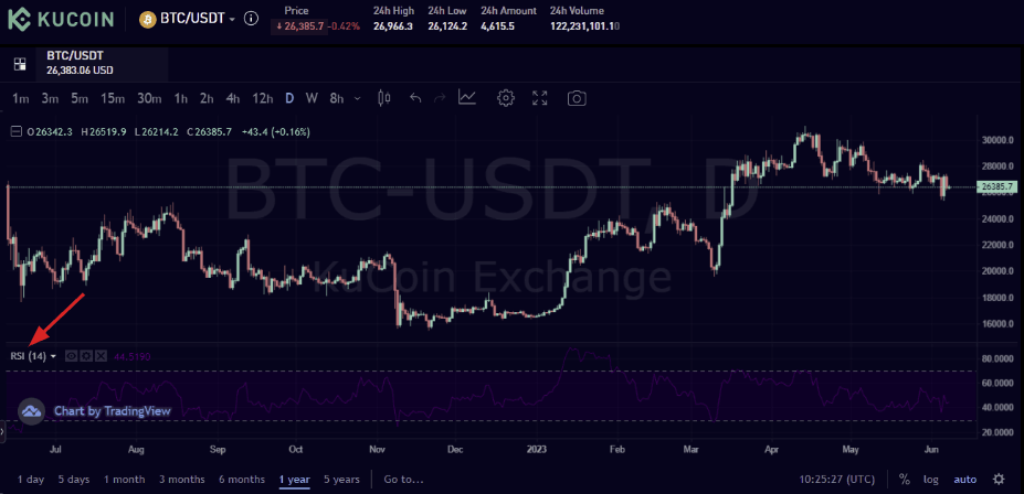 RSI Indicator on the Chart