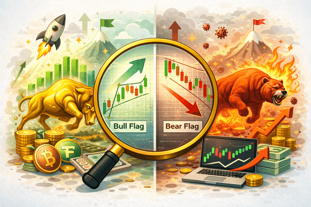 การเปรียบเทียบสำคัญของการเทรด Bull Flag และ Bear Flag