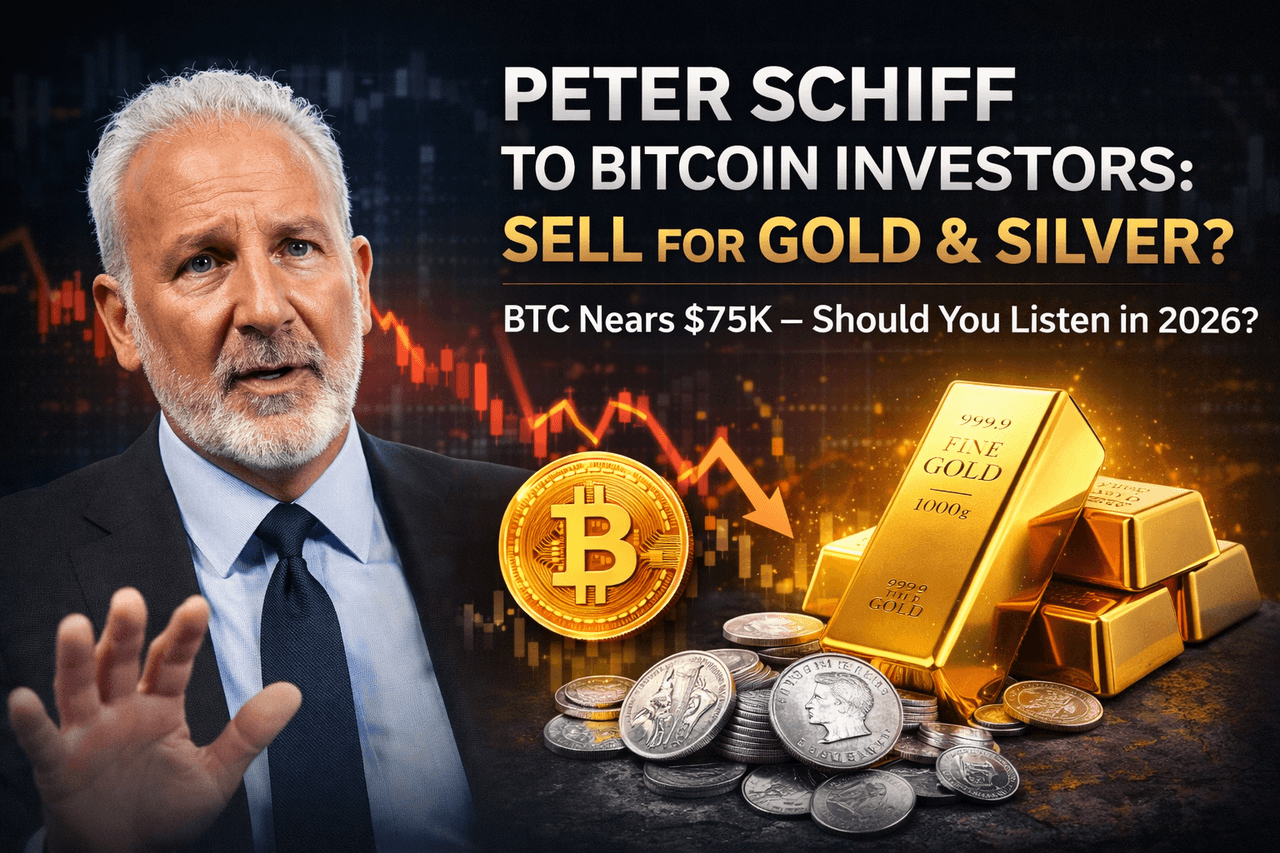 Peter Schiff Urges Bitcoin Investors to Sell for Gold and Silver as BTC Nears $75K – Should You Listen in 2026?