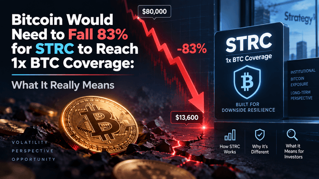 Bitcoin Would Need to Fall 83% for STRC to Reach 1x BTC Coverage: What It Really Means