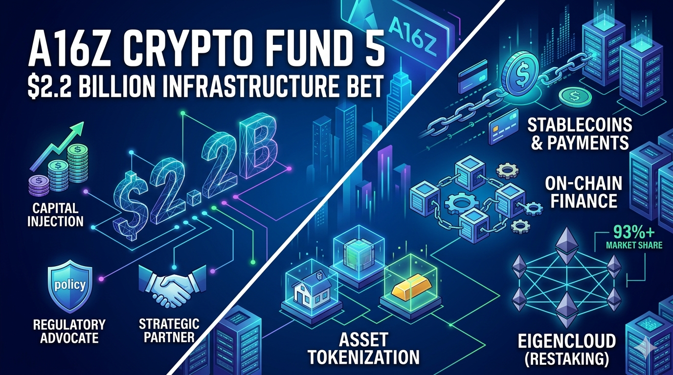 a16z Crypto Fund 5: What Its $2.2B Bet Means for EigenCloud, Stablecoins, and Asset Tokenization