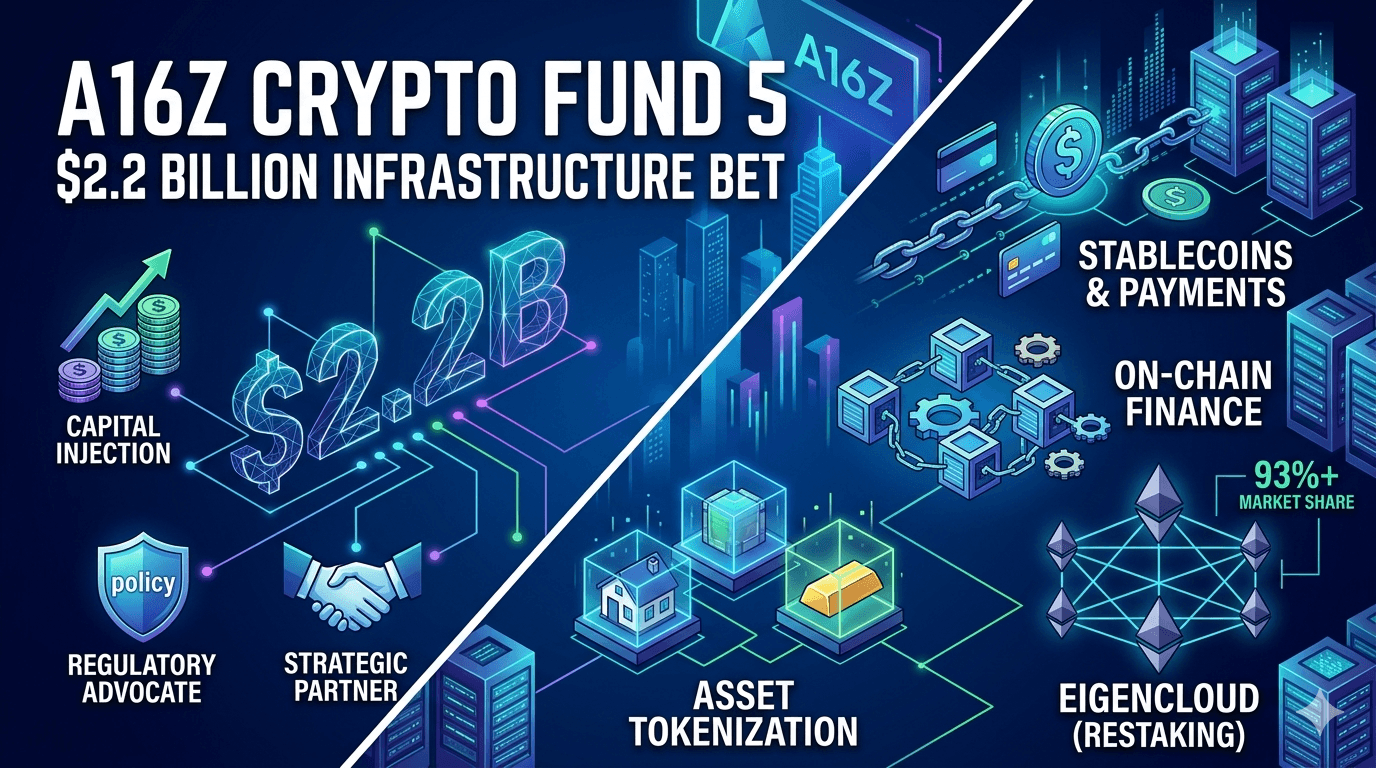 a16z Crypto Fund 5: What Its $2.2B Bet Means for EigenCloud, Stablecoins, and Asset Tokenization
