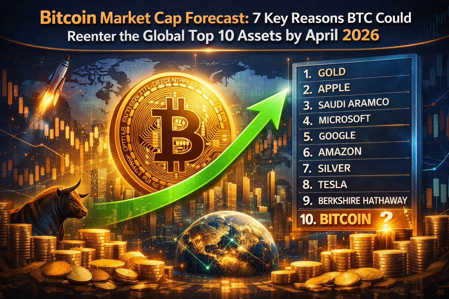 Bitcoin Market Cap Forecast: 7 Key Reasons BTC Could Reenter the Global Top 10 Assets by April 2026