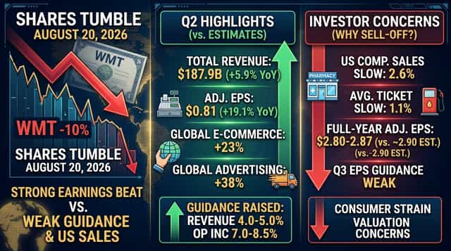 Walmart Q2 Earnings: Revenue Beat and Guidance Raise Fail to Prevent Stock Drop on EPS Outlook Miss