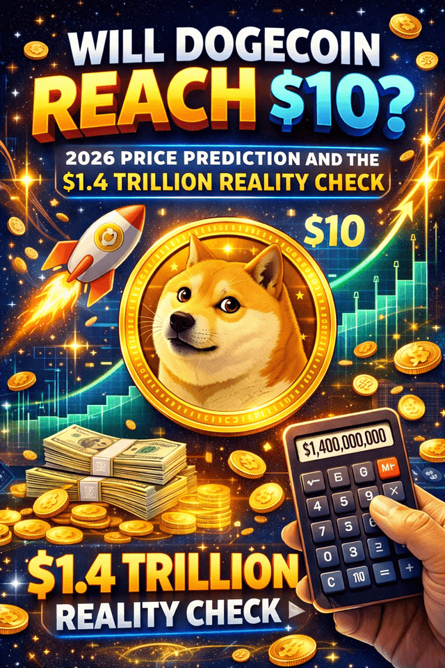 Достигнет ли Dogecoin $10? Прогноз цены на 2026 год и реальность в $1,4 трлн