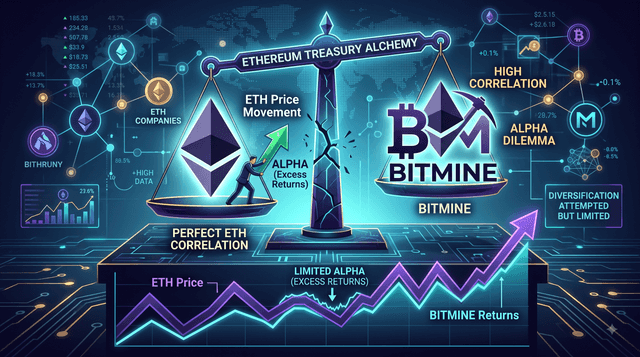 Ethereum Treasury Companies Struggle to Generate Alpha: Why BitMine’s Near-Perfect ETH Correlation Limits Excess Returns