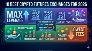 10 mejores exchanges de futuros de criptomonedas para 2026: Tarifas más bajas y apalancamiento máximo