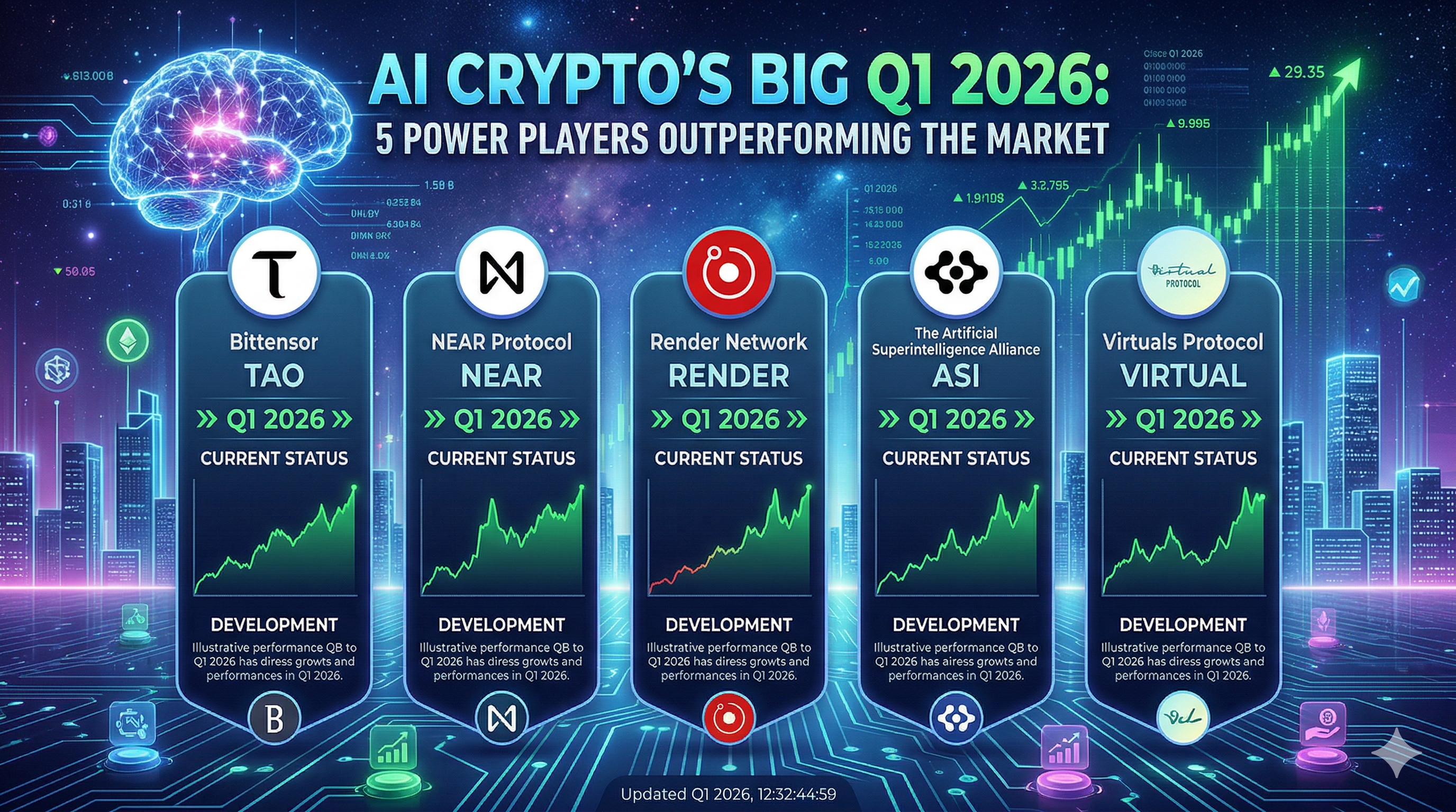 AI Crypto ใหญ่ในไตรมาสที่ 1 ปี 2026: 5 ผู้เล่นหลักที่ทำผลงานเหนือตลาด