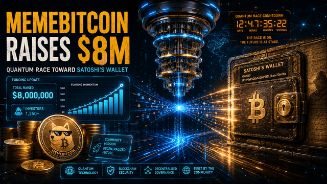 MemeBitcoin ระดมทุนได้ 8 ล้านดอลลาร์สหรัฐ เพื่อแข่งขันกับคอมพิวเตอร์ควอนตัมเพื่อเข้าถึงวอลเล็ต Bitcoin ของซาโตชิ