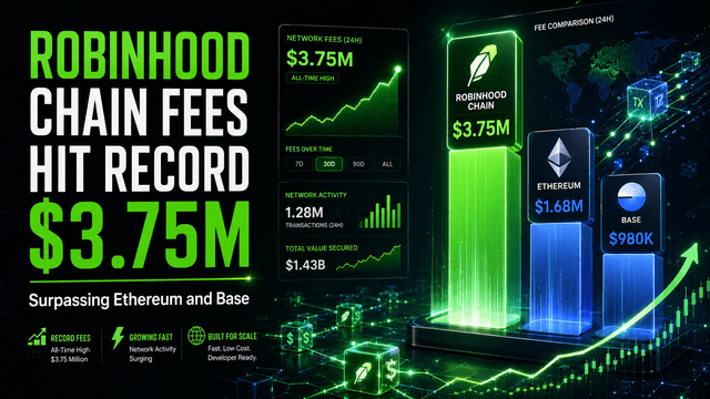 ค่าธรรมเนียมของ Robinhood Chain แตะระดับสูงสุดเป็นประวัติการณ์ที่ 3.75 ล้านดอลลาร์สหรัฐ แซงหน้า Ethereum และ Base