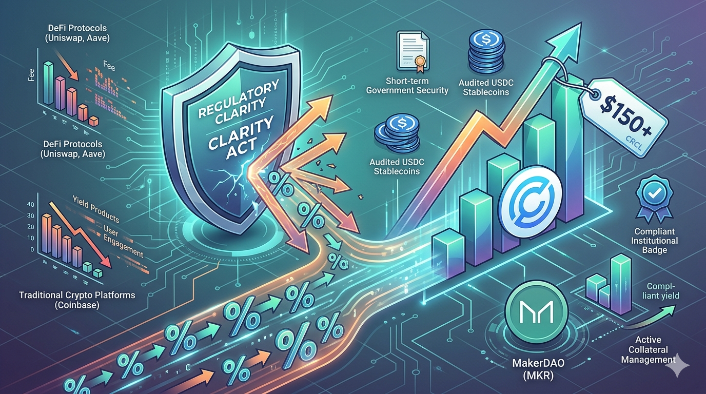 CLARITY Act Stablecoin Yield Ban: Why CRCL Share Price May Eye $150