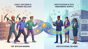 Почему продажи от OG и майнеров биткоина могут быть бычьими: как институциональные инвесторы и биткоин-ETF поглощают предложение