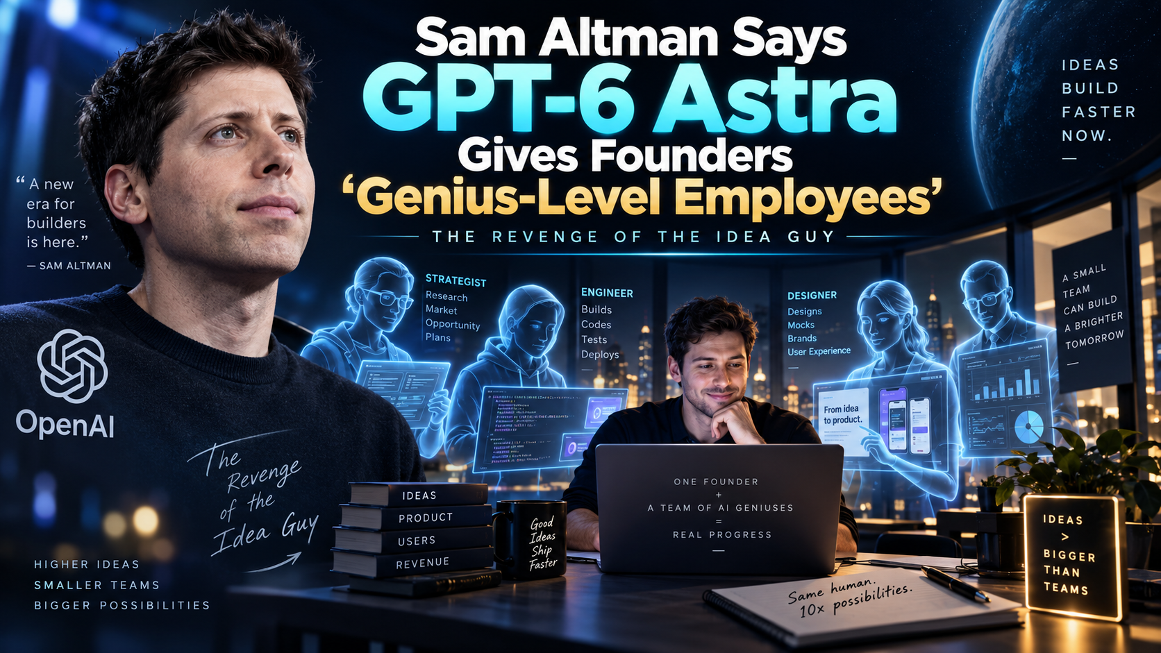 แซม อัลต์แมน ระบุว่า GPT-6 Astra มอบพนักงานระดับอัจฉริยะให้กับผู้ก่อตั้ง: การแก้แค้นของคนที่มีไอเดีย