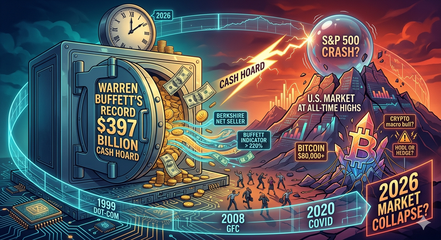 وارن بافیٹ کا ریکارڈ $397 بلین کی نقدی کی ذخیرہ: کیا 2026 میں مارکیٹ کراش آ رہا ہے؟