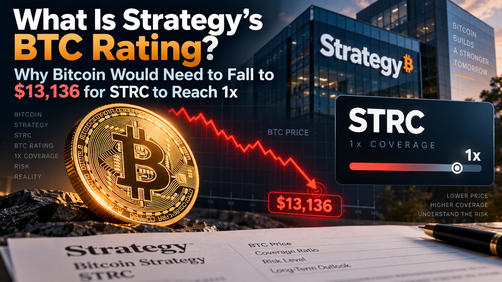 อัตราการให้คะแนน BTC ของกลยุทธ์คืออะไร? ทำไม Bitcoin จึงต้องลดลงเหลือ $13,136 เพื่อให้ STRC บรรลุ 1x