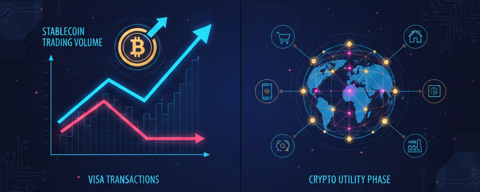 سٹیبل کوائن ٹریڈنگ حجم ویزا کو پار کر گیا: کیا کرپٹو ایک یوٹیلٹی فیز میں داخل ہو رہا ہے؟