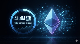 Ethereum Staking Reaches 41.4 Million ETH, Accounting for 34% of Total Supply