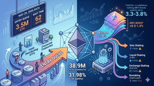 Staking Ethereum năm 2026: Xu hướng lợi nhuận, động lực hàng đợi validator và tác động của MEV được giải thích