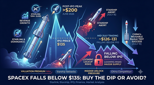 Bumaba ang stock ng SpaceX sa ilalim ng presyong IPO na $135: Tama na ba ang pagbili sa pagbaba noong Hulyo 2026?
