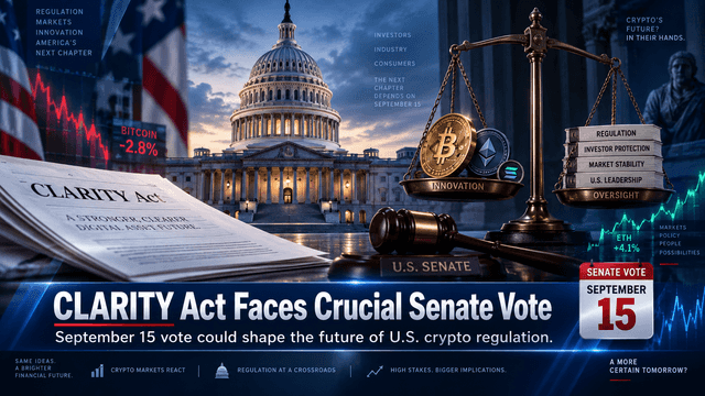 CLARITY Act Faces Crucial Senate Vote on September 15 as U.S. Crypto Regulation Hangs in the Balance
