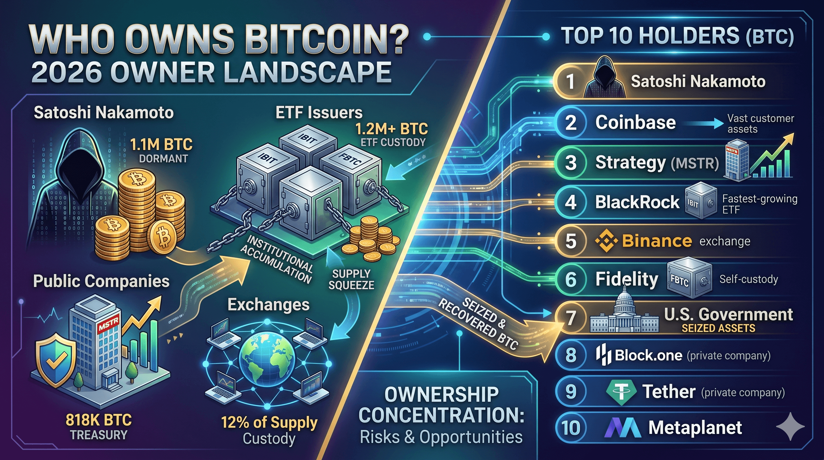 2026 年誰擁有最多的比特幣？完整的 BTC 持有者分解