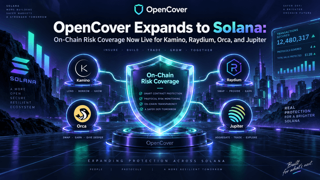 OpenCover Expands to Solana: On-Chain Risk Coverage Now Live for Kamino, Raydium, Orca, and Jupiter