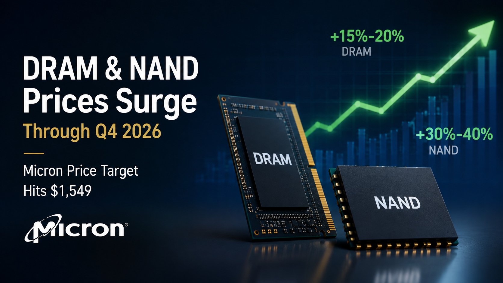 เป้าหมายราคาของ Micron แตะที่ $1,549 โดยคาดว่าราคา DRAM และ NAND จะยังคงเพิ่มขึ้นผ่านไตรมาสที่ 4