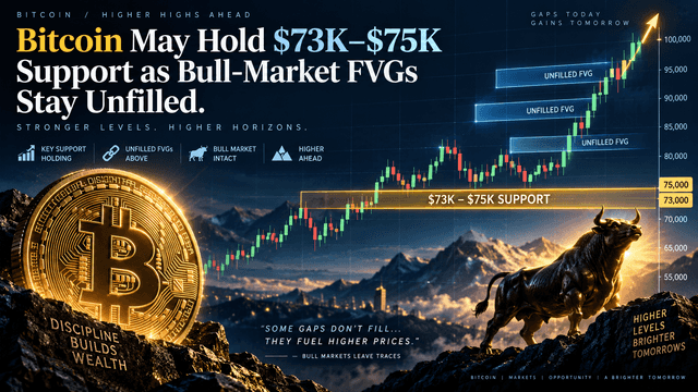 Bitcoin May Hold $73K–$75K Support as Bull-Market FVGs Stay Unfilled
