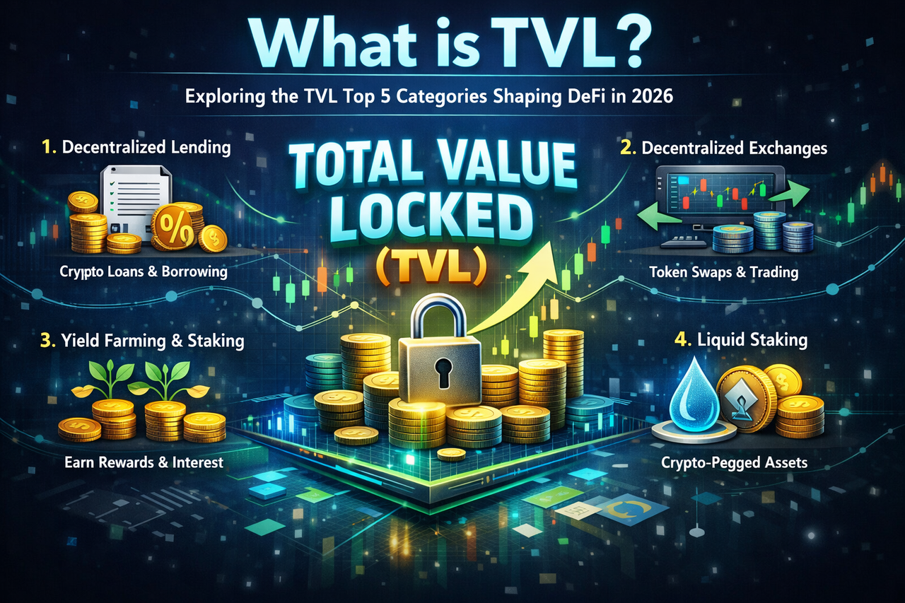 TVL คืออะไร? สำรวจ 5 อันดับหมวดหมู่ที่มี TVL สูงสุดที่กำลังขับเคลื่อน DeFi ในปี 2026