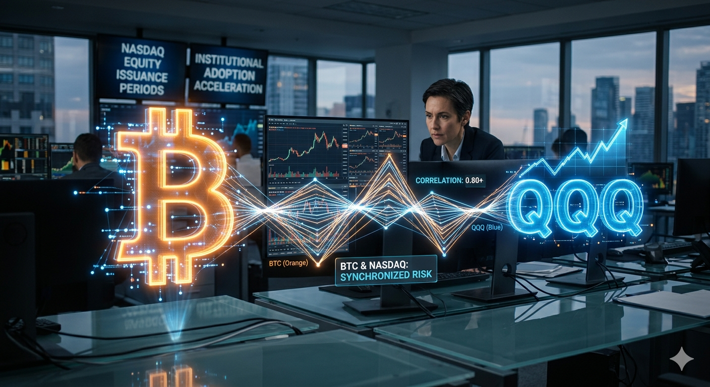 Por que o bitcoin e as criptomoedas frequentemente se movem junto com o Nasdaq durante períodos de grande emissão de ações?