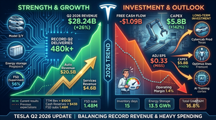 Tesla Q2 2026 Earnings: Revenue Hits Record $28.24 Billion While EPS Misses and Free Cash Flow Turns Negative $1.1 Billion