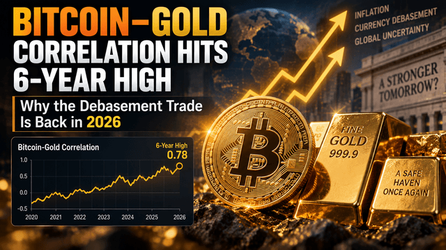 ความสัมพันธ์ระหว่าง Bitcoin กับ Gold แตะระดับสูงสุดในรอบ 6 ปี: เหตุใดการซื้อขายที่ลดคุณค่าจึงกลับมาอีกครั้งในปี 2026