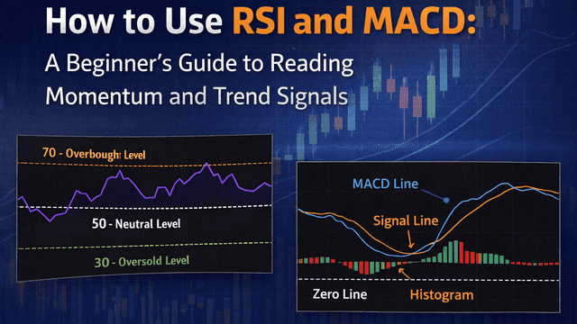 RSI और MACD का उपयोग कैसे करें: मोमेंटम और ट्रेंड सिग्नल्स पढ़ने के लिए एक शुरुआती गाइड