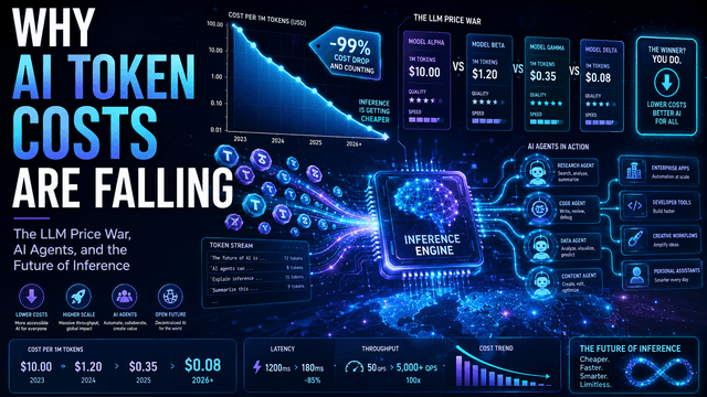 เหตุผลที่ต้นทุนของโทเค็น AI กำลังลดลง: การแข่งขันด้านราคาของ LLM, ตัวแทน AI และอนาคตของการประมวลผลแบบอินเฟอเรนซ์
