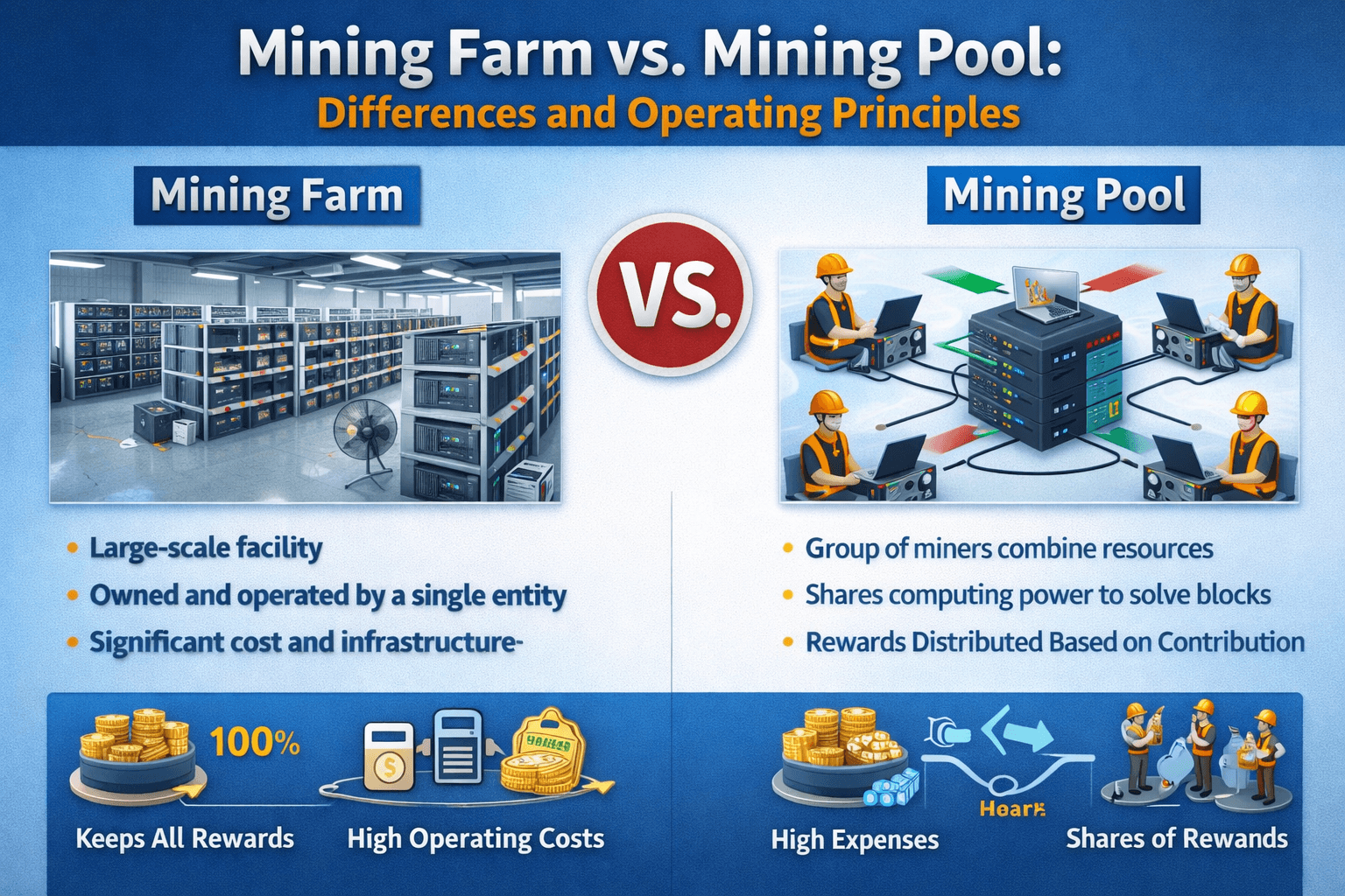 ฟาร์มการขุด vs. Pool การขุด: ความแตกต่างและหลักการทำงาน