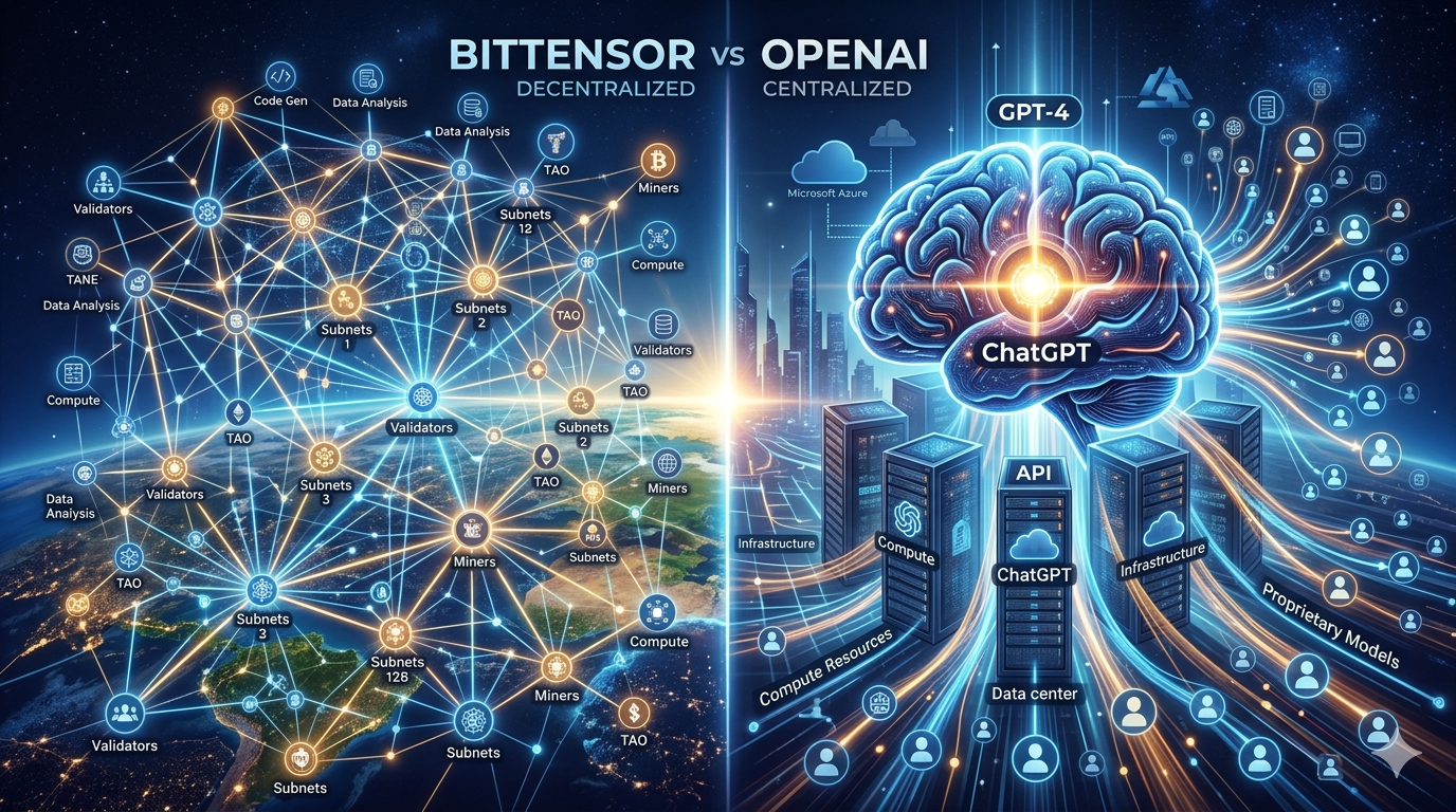 Як підхід Bittensor до децентралізації порівнюється з централізованою моделлю OpenAI щодо масштабованості та продуктивності