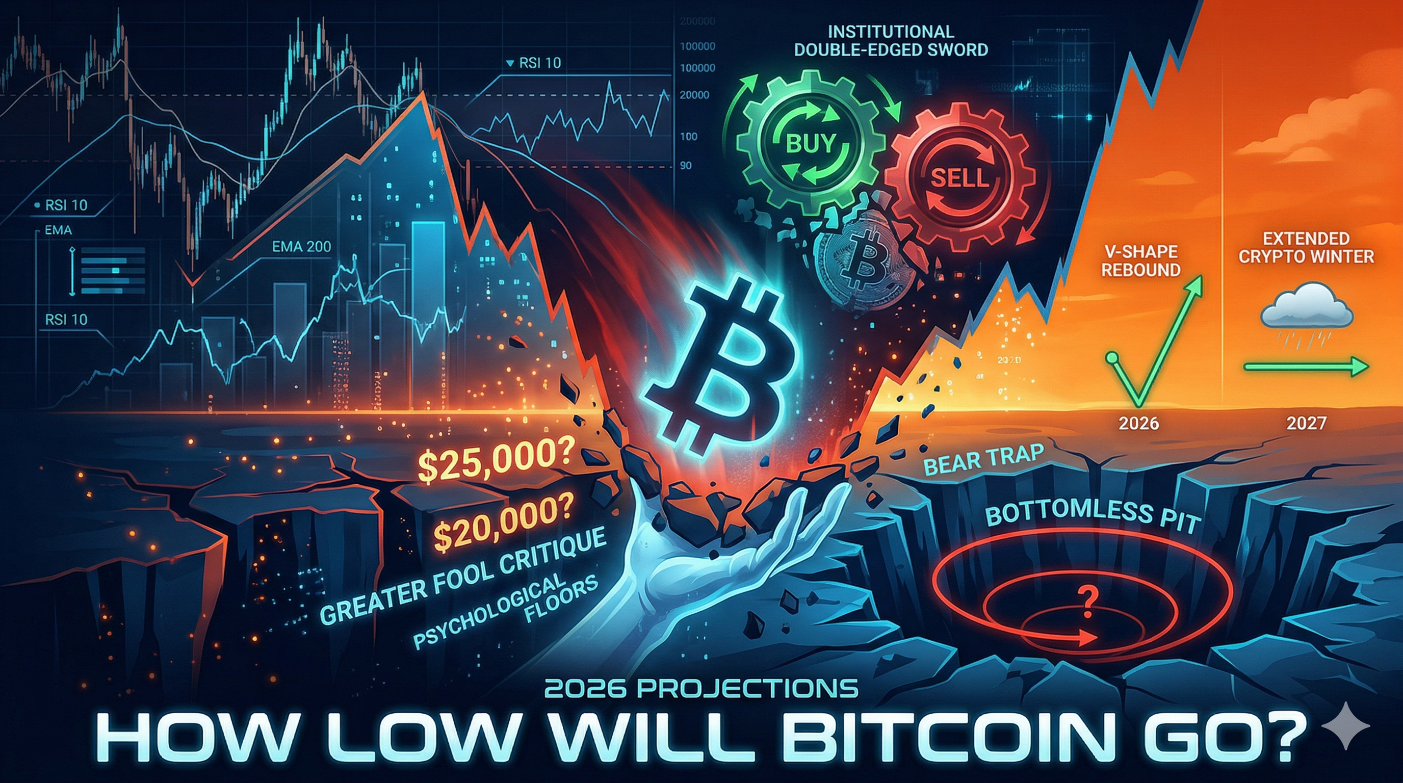 Насколько низко упадет bitcoin в 2026 году? Бездонная пропасть или медвежья ловушка?
